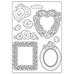 Rose Parfum - Stamperia  - Soft Maxi Mould 8.5"X11.5" - Frames & Roses (5733)