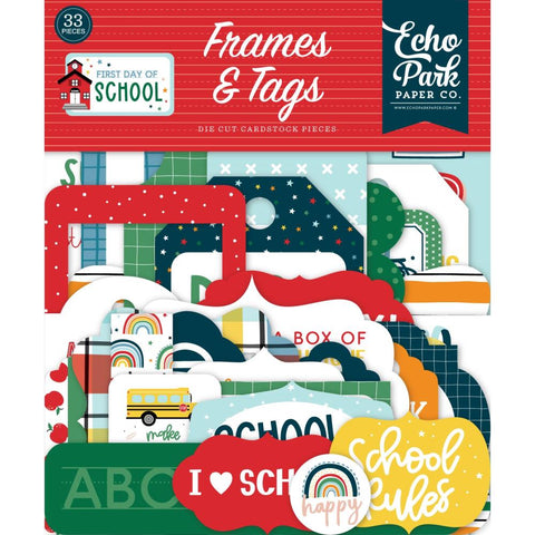First Day Of School - Echo Park - Cardstock Ephemera 33/Pkg - Frames & Tags