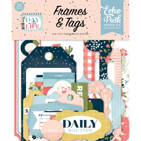 Day In The Life - Echo Park - Cardstock Ephemera 33/Pkg - Frames & Tags
