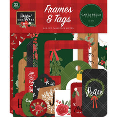 Happy Christmas - Carta Bella - Cardstock Ephemera 33/Pkg - Frames & Tags