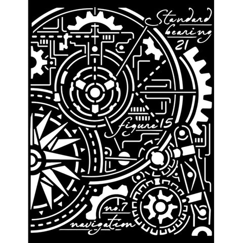 Sir Vagabond Aviator - Stamperia - Thick Stencil - Gears Compass (2275)