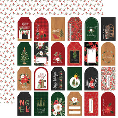 Happy Christmas - Carta Bella - Double-Sided Cardstock 12"X12" - Gift Tags