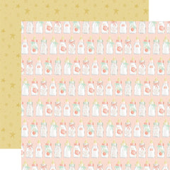 It's A Girl - Echo Park - Double-Sided Cardstock 12"X12" - Girl Baby Bottles