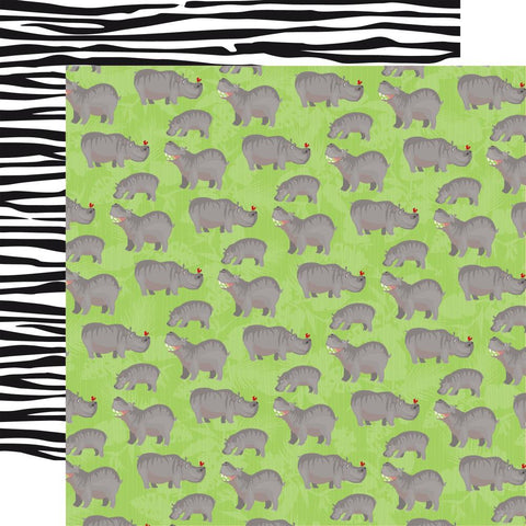 Zoo Adventure - Carta Bella - Double-Sided Cardstock 12"X12" - Hippos