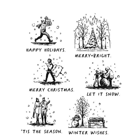 Tim Holtz - Cling Stamps 7"X8.5" - Holiday Sketchbook