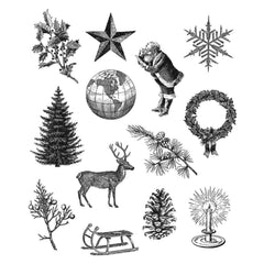 Tim Holtz - Cling Stamps 7"X8.5" - Holiday Things