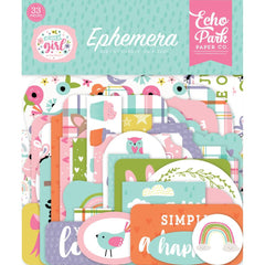 All About A Girl - Echo Park - Cardstock Ephemera 33/Pkg - Icons