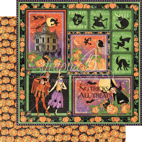 Charmed - Graphic45 - 12"x12" Double-sided Patterned Paper - If the Broomstick Fits