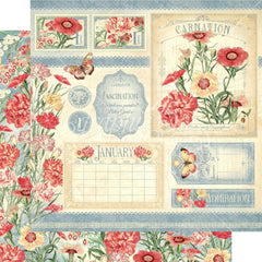Flower Market - Graphic45 - Double-Sided Cardstock 12"X12" - January