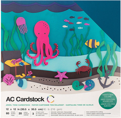 American Crafts - Cardstock Pack 12"X12" 60/Pkg - Jewel