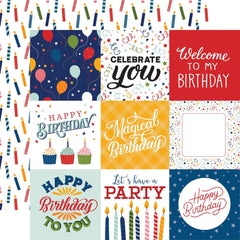 Birthday Salutations - Echo Park - Double-Sided Cardstock 12"X12" - Journaling Squares