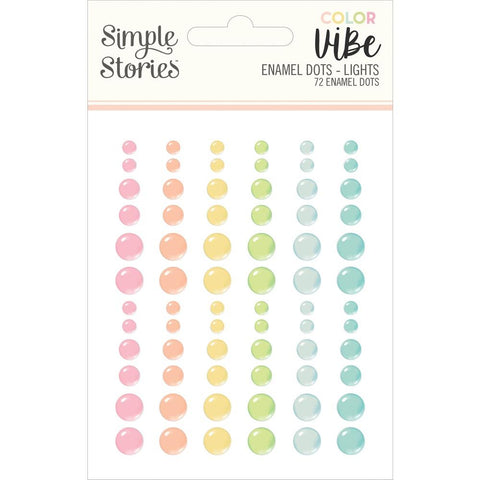 Simple Stories - Color Vibe - Enamel Dots Embellishments 72/Pkg - Lights