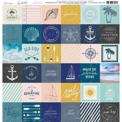 AC Heidi Swapp Set Sail 12x12 Paper: Rope Knot Chart - Scrapbook