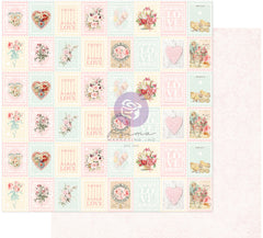 Magic Love - Prima Marketing - 12"X12" Double-sided Patterned Paper - Love Stamps