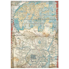 Sir Vagabond in Japan - Stamperia - Rice Paper Sheet A4 - Map (4610)