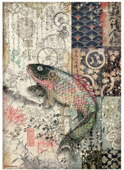 Sir Vagabond in Japan - Stamperia - Rice Paper Sheet A4 - Mechanical Fish (4609)