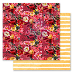 Painted Floral - Prima Marketing - 12"x12" Double-sided Patterned Paper w/ foil details - More Pink Flowers Please