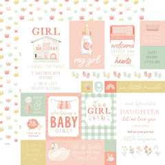It's A Girl - Echo Park - Double-Sided Cardstock 12"X12" - Multi Journaling Cards