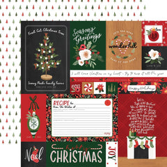 Happy Christmas - Carta Bella - Double-Sided Cardstock 12"X12" -  Multi Journaling Cards