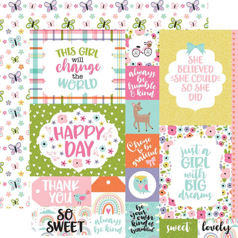 All About A Girl - Echo Park - Double-Sided Cardstock 12"X12" - Multi Journaling Cards