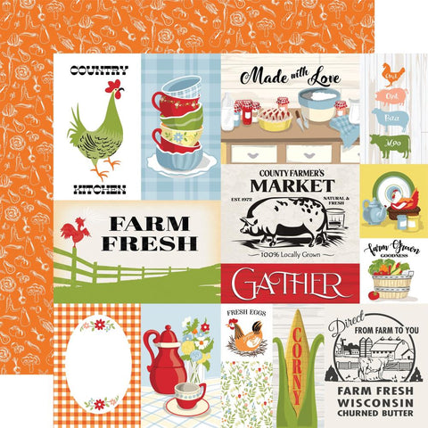 Farmhouse Living - Carta Bella - Double-Sided Cardstock 12"X12" - Multi Journaling Cards