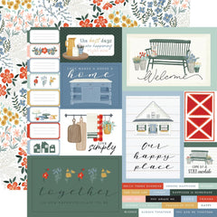 Farmhouse Summer - Carta Bella - Double-Sided Cardstock 12"X12" - Multi Journaling Cards