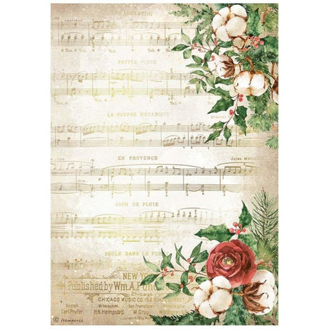 Romantic Home for the Holidays - Stamperia - A4 Rice Paper - Music (2770)