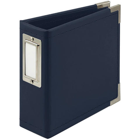 We R Memory Keepers - Classic Leather D-Ring Album 4"X4" - Navy