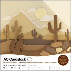 American Crafts - Cardstock Pack 12"X12" 60/Pkg - Neutrals (9860)