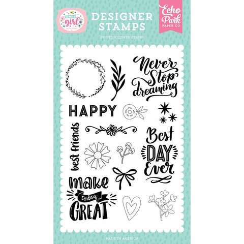 All About A Girl - Echo Park - Stamp Set -  Never Stop Dreaming