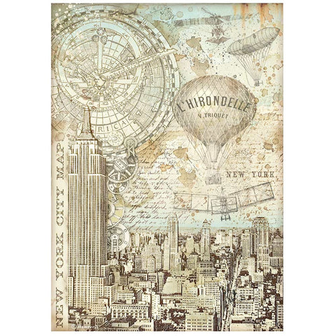 Sir Vagabond Aviator - Stamperia - A4 Rice Paper - New York City Map (4700)