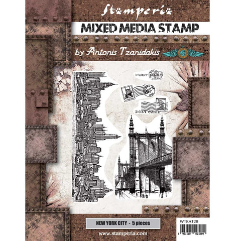 Sir Vagabond Aviator - Stamperia - Mixed Media Stamp - New York City (1889)