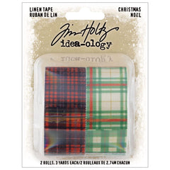 Tim Holtz - Idea-Ology - Linen Tape 1"X3yd 2/Pkg - Christmas Noel (2996)