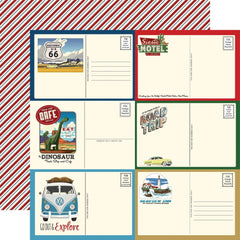 Road Trip - Carta Bella - Double-Sided Cardstock 12"X12" - Post Cards