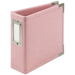 We R Memory Keepers - Classic Leather D-Ring Album 4"X4" - Pretty Pink