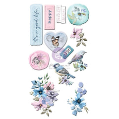 Watercolor Floral - Prima Marketing - Puffy Stickers 12/Pkg