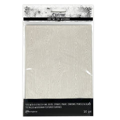 Tim Holtz - Distress Cardstock 5"x7" 10/pkg - Light Gray Woodgrain (1197)