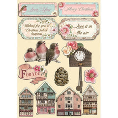 Sweet Winter - Stamperia - A5 Colored Wooden Shapes - Village (4750)