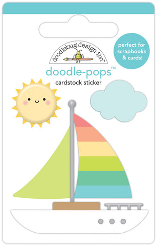 Seaside Summer - Doodlebug - Doodle-pops 3D Cardstock Sticker - Sail-ebrate Good Times