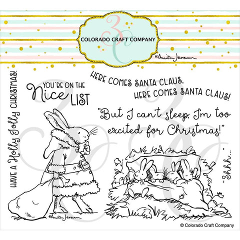 Colorado Craft Company - Clear Stamps 4"X6" -  Santa Bunny-By Anita Jeram