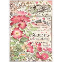 Rose Parfum - Stamperia  - Rice Paper Sheet A4 -  Savon Creme  (5665)