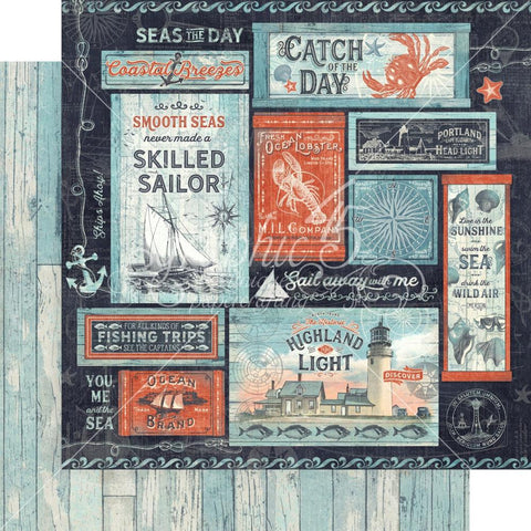 Catch Of The Day - Graphic 45 - Double-Sided Cardstock 12"X12" - Seas The Sunshine