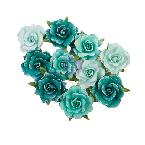 Painted Floral - Prima Marketing - Flowers 10/pkg - Shiny Teal