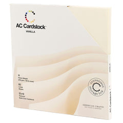 American Crafts - Textured Cardstock Pack 12"X12" 60/Pkg -  Solid Vanilla (6611)