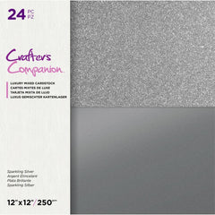 Crafter's Companion - Mixed Cardstock Pad 12"X12" 24/Pkg - Sparkling Silver