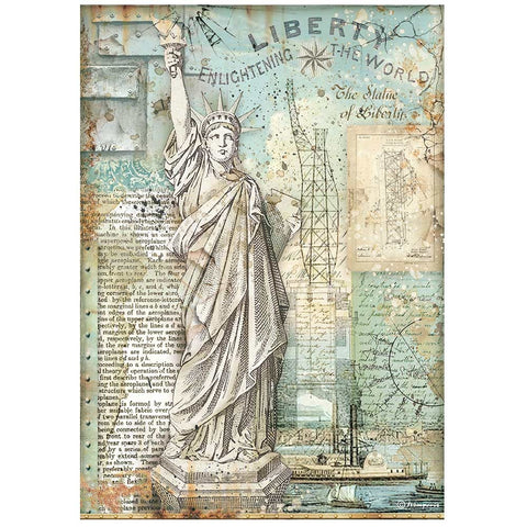 Sir Vagabond Aviator - Stamperia - A4 Rice Paper - Statue of Liberty (4702)