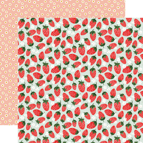 Homemade (2022) - Carta Bella - Double-Sided Cardstock 12"X12" - Strawberries