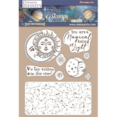 Cosmos Infinity - Stamperia - Natural Rubber Stamp - Sun and Moon (4453)