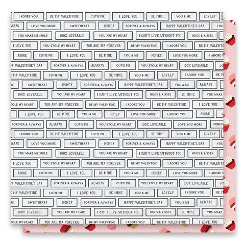 Cupid's Sweetheart Cafe - PhotoPlay - 12"x12" Double-sided Patterned Paper - Sweet Sentiments