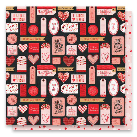 Cupid's Sweetheart Cafe - PhotoPlay - 12"x12" Double-sided Patterned Paper - Sweetheart Tags